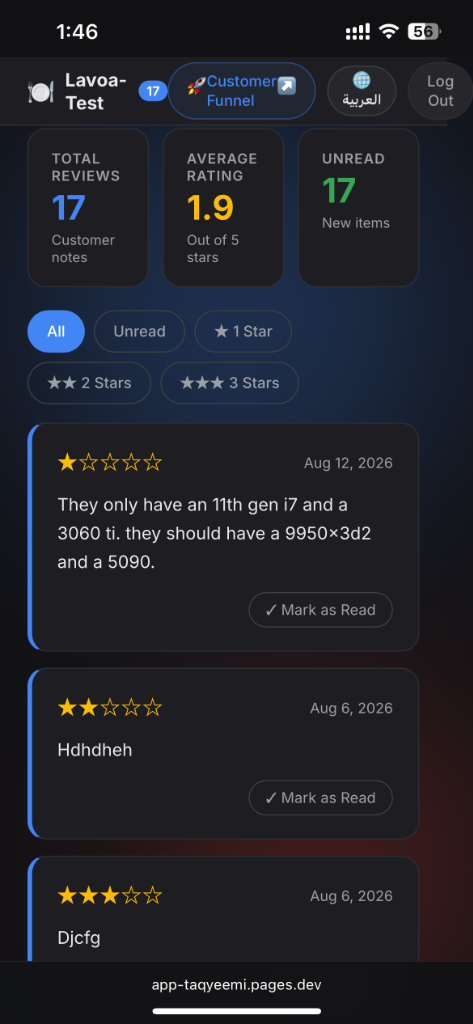 Real Taqyeemi Management Dashboard UI