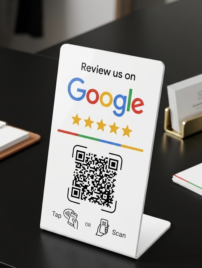 Physical Google Review NFC and QR Acrylic Stand